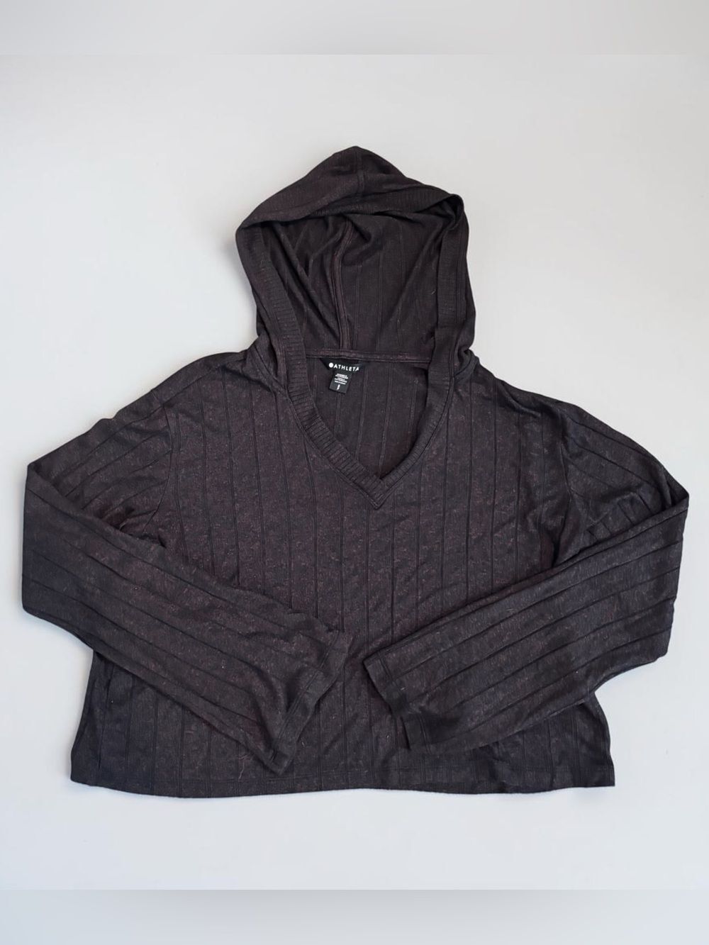 Athleta Hooded Pullover Top Womens Small Brown Orange Space Dye Long Sleeve